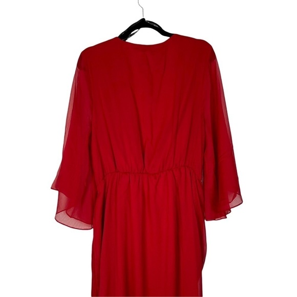 CITY CHIC SOFTLY WRAP LOVE RED BATWING SLEEVE FAUX WRAP HOLIDAY COCKTAIL DRESS - Picture 6 of 16
